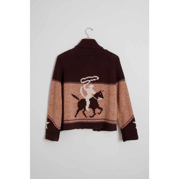 The Great Sweaters - The Great. The Cowgirl Cardigan Western Cowboy Brown Russet Cotton Blend S